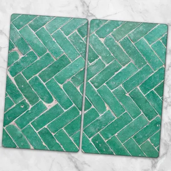 Obraz Odolné a Stylové Kuchyňské Skleněné Desky s Vzorem Tyrkysové Rybí Kosti 2x30x52