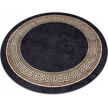 Koberec Koberec pratelný PROTISKLUZOVÝ ŘECKÝ GLAMOUR DESIGN černý kulatý 120 cm