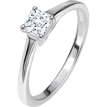 Prsten Snubní prsten ze stříbra 925 - čtvercový zirkon s vystouplým uchycením - Velikost: 65