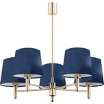 Argon 2086 - Lustr na tyči PONTE 5xE27/15W/230V mosaz/modrá