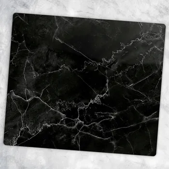 Obraz Skleněné Prkénko Na Servírování Jednohubek Minimalistický Černý Mramor 60x52