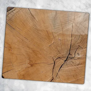 Kuchyňské prkénko Tvrzené Skleněné Kuchyňské Prkénko s Dekorativním Grafickým Motivem Dřeva a Prasklin, 60x52 cm