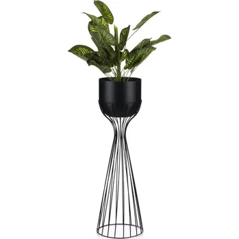 Stojan na květiny Kovový květináč LOFT 68x20 cm černá