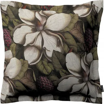 Povlak na dekorativní polštářek Povlak na polštář 45x45 béžovo-zelený s květinovým motivem