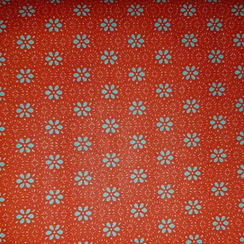 Bavlna květy na oranžové č.17 cena za 1 metr Český výrobce