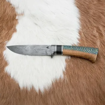 Kuchyňský nůž Exkluzivní damaškový nůž 12,7 cm dub/eben