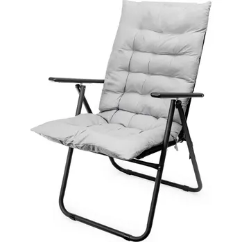 kempingová židle Skládací kempingová židle s matrací černá/šedá