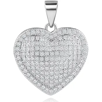 Přívěsek Stříbrný přívěsek 925, vypouklé srdíčko zdobené čirými zirkony