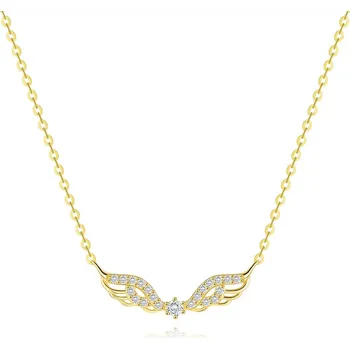 Náhrdelník Náhrdelník ze žlutého 14K zlata - andělská křídla zdobená čirými zirkony