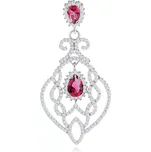 Stříbrný přívěsek 925, lístek s filigránovým zdobením, čiré a červené zirkony