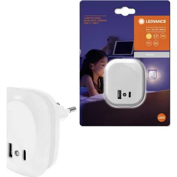 Nástěnné svítidlo Ledvance- LED Noční svítidlo do zásuvky se senzorem a USB LUNETTA LED/12,5W/230V