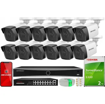 Bezpečnostní kamera IP Set 12x Hikvision DS-2CD1041G0-I 4MP HiLook od Hikvision s 2TB diskem