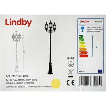 Lampička Lindby Lindby - Venkovní lampa 3xE27/100W/230V IP44 + záruka 3 roky