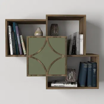 police Nástěnná police ARCO 73x79,2 cm hnědá/zelená