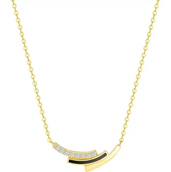 Náhrdelník Náhrdelník ze žlutého zlata 585 - zirkonový, černý a hladký oblouk