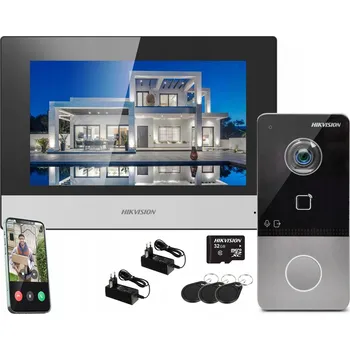 IP kamera Videozvonek Hikvision s dotykovou obrazovkou, černý, Wi-Fi a čtečkou karet