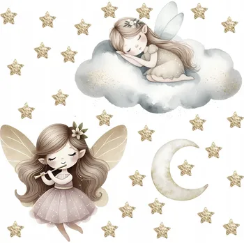 Samolepící dekorace Pastelové Samolepky na zeď pro holčičku, dětské samolepky na stěnu, nábytek - Víly