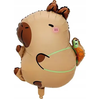 Balónek KAPYBARA s batůžkem želvy, Fóliový balónek, kawaii dekorace