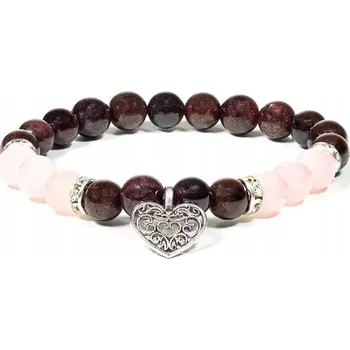 Náramek Náramek s granátem a růžovým křemenem + srdíčko