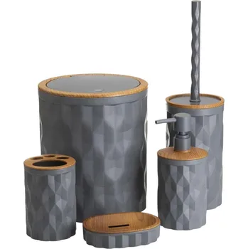 Koupelnový set REINA 5 ks antracit/hnědá