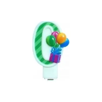 Dortová svíčka Narozeninová svíčka s balónky - číslice 0