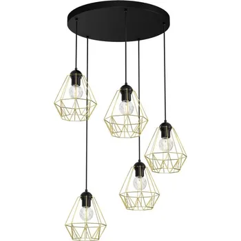 Lustr na lanku BERGEN 5xE27/60W/230V černá/zlatá