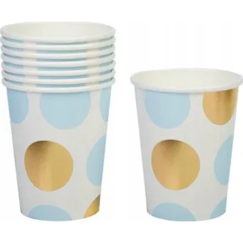 Jednorázové nádobí Kelímky papírové Puntíky žluté Sada KELÍMKŮ Na NAROZENINY Pro DĚTI