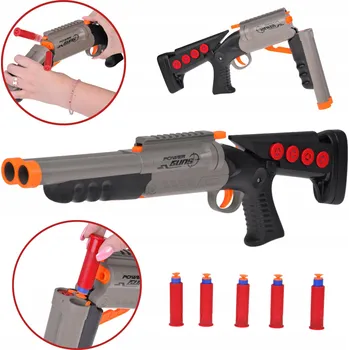 Dětská zbraň MASIVNÍ PUŠKA DVOJHLAVŇOVÁ PUŠKA NA PĚNOVÉ NÁBOJE PRO DĚTI