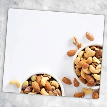 Kuchyňské prkénko Ozdobná kuchyňská skleněná deska na krájení a servírování Misky Oříšků A Sušených Ovocí 60x52