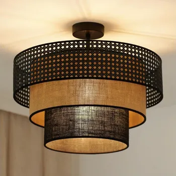 Brilagi - Přisazený lustr DAKOTA LUNETA 1xE27/15W/230V pr. 45 cm černá/ratan