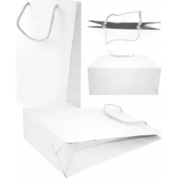 Dárková taška Papírová taška Allbag 17x7x25 cm BÍLÁ PRESTIGE 5 ks