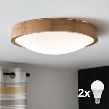 Brilagi - LED Stropní svítidlo CARVALHO SLIM 2xE27/60W/230V dub pr. 37 cm