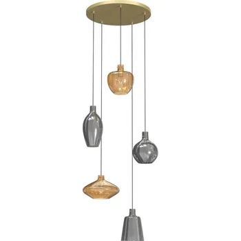 Wofi 5005-501 - Lustr na lanku ROUEN 5xE14/40W/230V zlatá/šedá