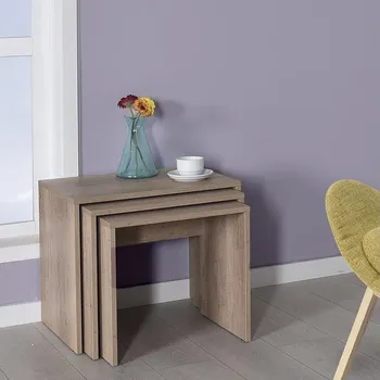 Konferenční stolek Odkládací stolek SHP Light Walnut, 3 ks, světle hnědá