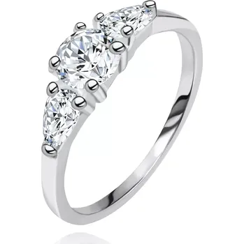 Prsten Prsten ze stříbra 925 - kulatý zirkon se dvěma třpytivými lístky - Velikost: 58