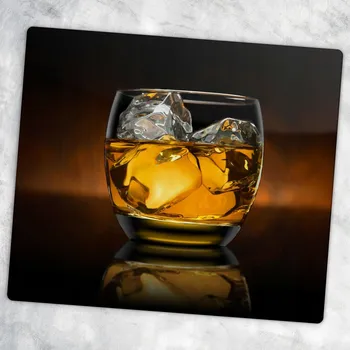 Obraz Dekorativní Kuchyňská Deska z Tvrzené Sklo na Krájení - Motiv: Zimní Whiskey, 60x52 cm