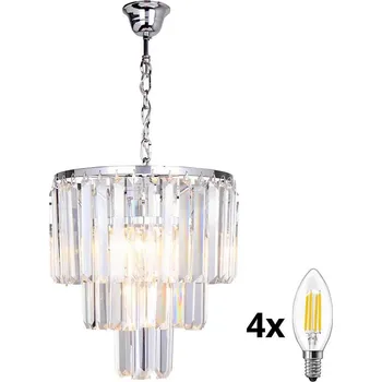 Brilagi - LED Křišťálový lustr na řetězu MOZART 4xE14/40W/230V lesklý chrom