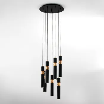 Jupiter 2015 - Lustr na lanku ALAS 7xGU10/10W/230V černá/zlatá