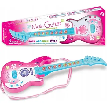 Hudební nástroj pro děti DĚTSKÁ ROCKOVÁ KYTARA SVÍTÍ HRAJE STRUNY HUDEBNÍ NÁSTROJ