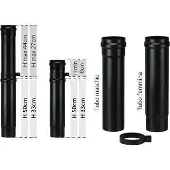 Kouřovod Trubka kouřovodu peletová kamna pr. 80 teleskopická 508-940 mm