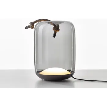 Stojací lampa Brokis KNOT CILINDRO TABLE stolní svítidlo Barva skla: transparentní (čiré) sklo, Povrchová úprava skla 1: lesklý povrch skloviny, Reflektor/baldachýn: broušená měď lak