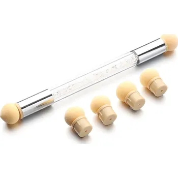 Štětec na gelové nehty a nail art s výměnnou houbičkou | nástroj na manikúru, pomůcka na nehty - Bílá 5 ks