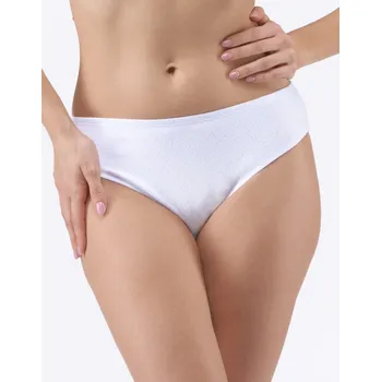Dámské oblečení GINA dámské kalhotky klasické žakár, širší bok, šité, jednobarevné 10291P - bílá - 42/44