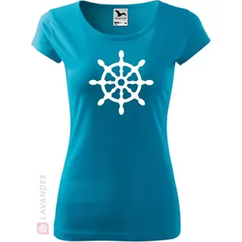 Dámské tričko Kormidlo velké, dámské, tyrkys, M (Dámské tričko pro vodáky)