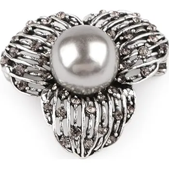 Brož Brož s broušenými kamínky a perlou - 2 stříbrná