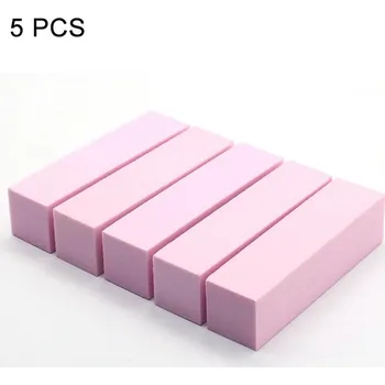 Brusný blok na nehty, leštící houbička, pilník na nehty | pilník, houbička - Růžová - 5 ks