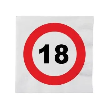 Papírový ubrousek Ubrousky dopravní značka - 18 let - 33 x 33 cm - 20 ks/ bal.