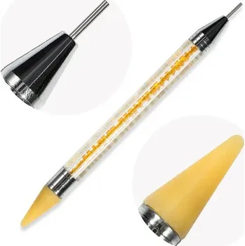 Nail art štětec pro zdobení nehtů s voskovou špičkou | štětec na nehty, zdobicí pero - Žluť