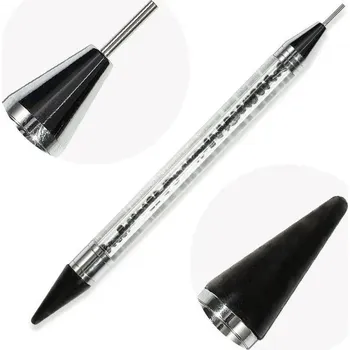 3D kamínky na nehty s třpytkami, pomůcky k aplikaci | dekorace, doplňky - Černý