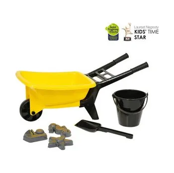 Hra na zahradu PLASTO Taczka 56 cm z akcesoriami do piasku Żółta PLA1314